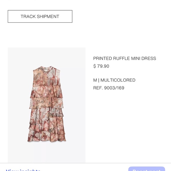 Zara Brown and Cream Patterned Mini Dress - Picture 2 of 3